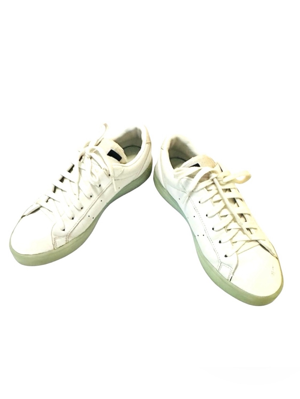 Adidas Women’s White Leather Sneakers with Pale Green Sole